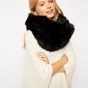 Faux fur animal black fluffy oversized scarf wrap